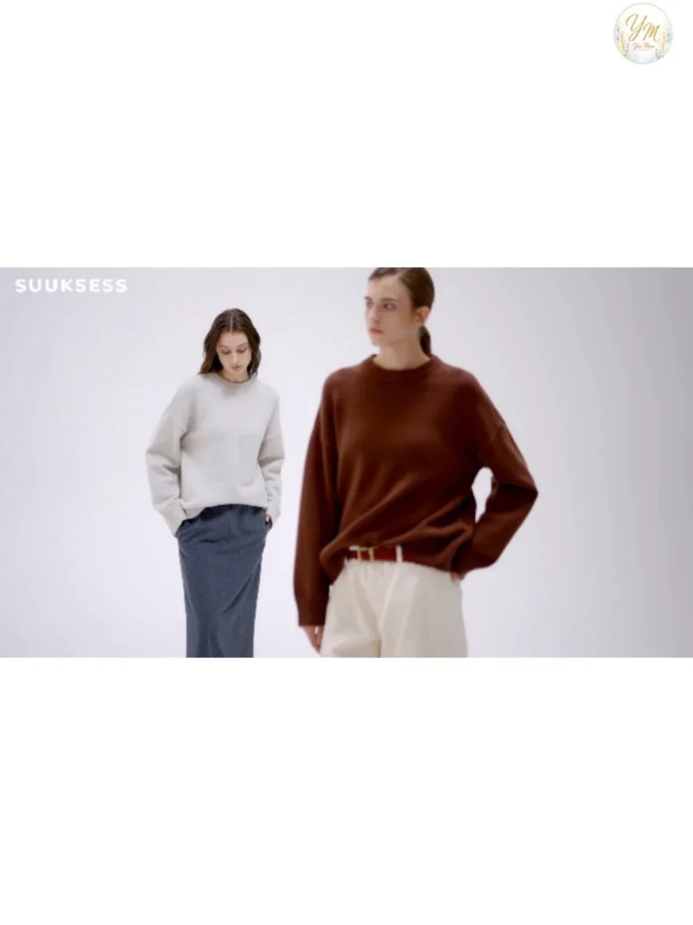 Women's Cashmere Blend Oversized Chunky Knit Crew Neck Pullover Sweater